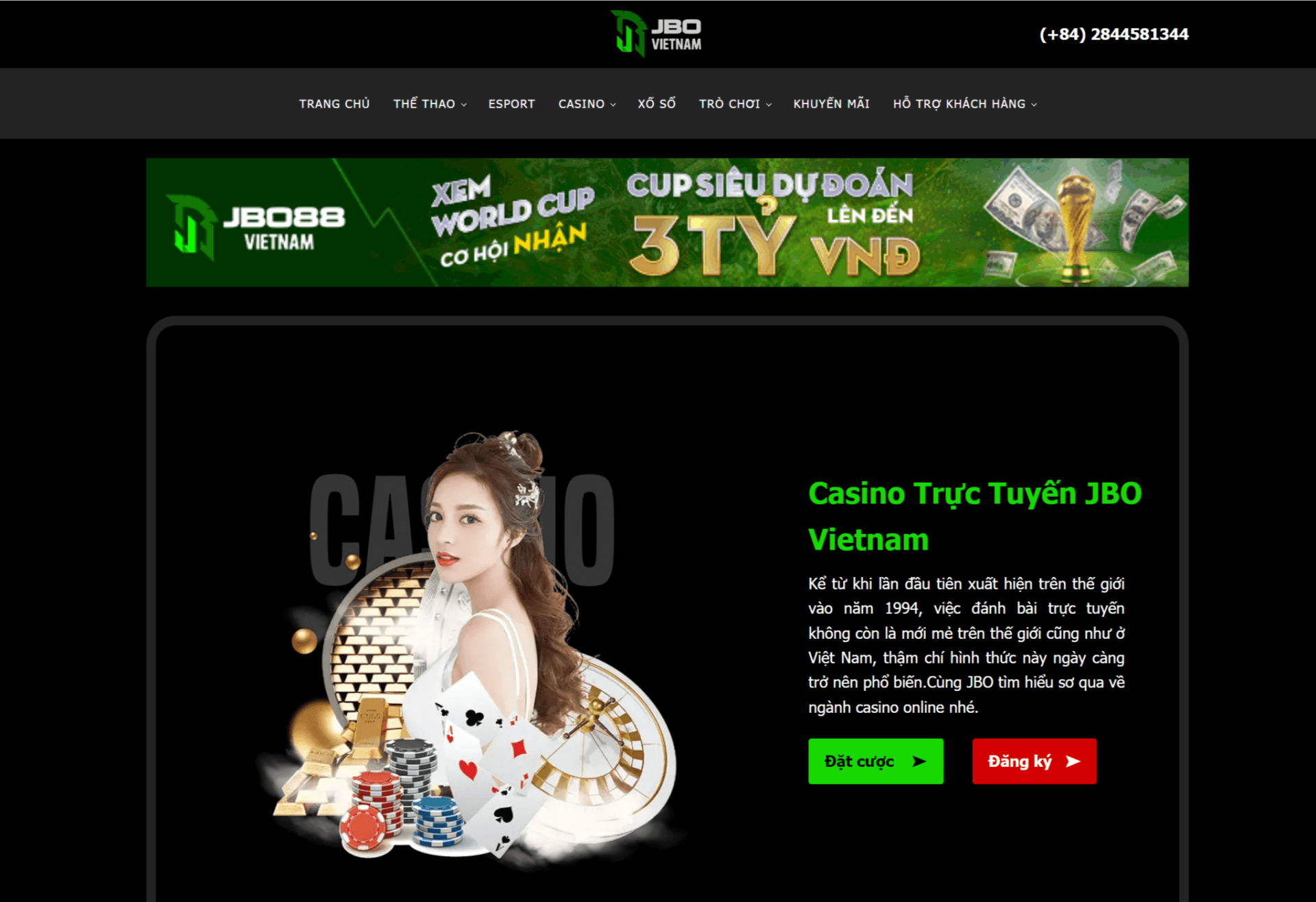 Giao diện trang đăng ký tài khoản JBO Việt Nam game tài xỉu
